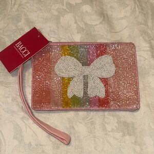 Bacci Multicolor Beaded Wristlet with Bow